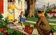Ilustración de los años 50 de un padre llegando a casa.