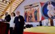 Kiko Argüello, Ascensión Romero y el padre Mario Pezzi en el encuentro vocacional del 4 de agosto de 2025 en Tor Vergata