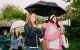 Isabella Orlando, a la derecha, dirigiendo las oraciones en el primer evento de Holy Girl Walk.