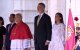 El Papa León XIV junto a los Reyes de España en el Palacio Real