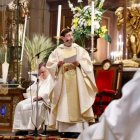 El cardenal arzobispo de Madrid, José Cobo, durante la misa celebrada en la Colegiata de San Isidro.