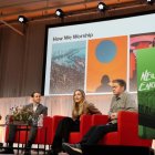 De izquierda a derecha, Brandon Vaidyanathan, Chip Rotolo, Lauren Jackson y Justin Brierley, en el New York Encounter de 2026.