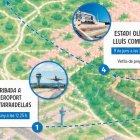 Detalle del mapa sobre el recorrido del viaje apostólico del papa León XIV a Barcelona