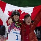 Alex y Frederic Bilodeau - uno esquía, el otro es su coacher vital, le anima, le admira, lo celebra...