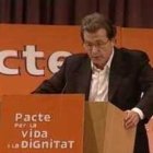 Josep Miró, de E-Cristians, en un acto del Pacto por la Vida y la Dignidad, una alianza de entidades cristianas en Cataluña