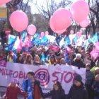 Cabecera de la manifestación FamilifobiaStop en Madrid este 2 de febrero