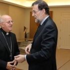 El presidente de la Conferencia Episcopal, Ricardo Blázquez con el presidente del gobierno, Mariano Rajoy