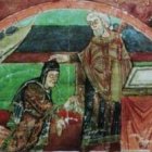 El santo da el velo a Santa Radegundis.