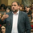 Oriol Junqueras, líder de ERC, en el Parlamento autonómico catalán