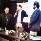 Raúl Berzosa, obispo de Ciudad Rodrigo, a la izquierda, y Luis Cort, presidente de la Fundación Cari Filii, a la derecha, en la entrega de los Premios Cari Filii del año pasado.