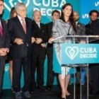 Rosa María Payá con los expresidentes que apoyan el proyecto Cuba Decide