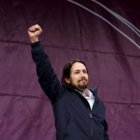 Pablo Iglesias lidera la formación de izquierda populista Podemos, que con sus aliados suma un 20 por ciento de votos en España