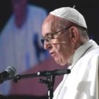 Francisco en su discurso del acto ecuménico en el Malmö Arena, en Suecia