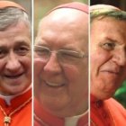 De izquierda a derecha, los cardenales Cupich, de Chicago, Farrell, de Familia y Vida, y Tobin, de Newark