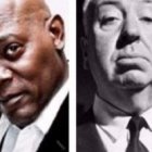 De izquierda a derecha Mark Wahlberg, Samuel L. Jackson, Alfred Hitchcock y Gary Cooper