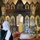 Interior de la catedral Alejandro Nevski de París, muestra de la renovación del arte bizantino.