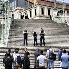 La estación de tren fue cerrada tras los crímenes.