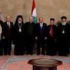 Los delegados del Consejo de Iglesias de Oriente Medio con el jefe de Estado libanés