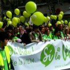 Cabecera de la Marcha Sí a la Vida en 2018 - se celebra cada año en Madrid al acercarse el 25 de marzo, Día de la Vida. En 2019 es este domingo 24 a las doce