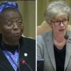 Sor Verónica, a la izquierda, y la canonista y madre de familia Linda Ghisoni, a la derecha, han participado con sus ponencias en la cumbre antiabusos del Vaticano