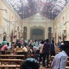 Así ha quedado una de las iglesias atacadas durante la celebración religiosa en el Domingo de Resurrección