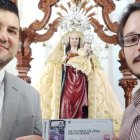 El militar entusiasta y el Hermano Mayor de la cofradía de la Virgen de Flores, en Álora, con su billete para Marte