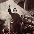 Pintura que recuerda la entrega sacerdotal del P. Thomas con los que morirían en el Titanic