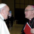 El obispo Ángel Pérez, de Barbastro-Monzón, presentó este miércoles al Papa datos de los 249 mártires que la diócesis quiere beatificar