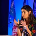 Charlotte d'Ornellas, durante una intervención en la Universidad de Verano 2018 de La Manif por Tous, en Étiolles (île-de-France).