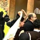 Acoso de un grupo feminista al obispo José Ignacio Munilla, en septiembre de 2018.