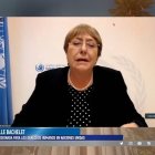 Michelle Bachelet, durante su intervención en el encuentro organizado por la Gran Logia de Chile en homenaje a la Declaración Universal de los Derechos Humanos.