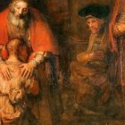 «El retorno del hijo pródigo» (detalle), cuadro de Rembrandt (1662) que expresa la esencia del cristianismo: el perdón de Dios al pecador arrepentido y su amor de padre que se anticipa a los deseos del hijo.