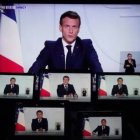 Macron en muchas pantallas... se extralimita con su ley de control de religiones