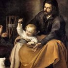 Dios escogió a un hombre y una mujer, una familia, para acoger la Encarnación redentora. Bartolomé Esteban Murillo, «Sagrada Familia del pajarito» (detalle, c. 1650), Museo del Prado.