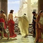 Tras preguntarse qué es la verdad ante la Verdad misma, Pilato consulta al pueblo (en realidad, a la masa vociferante congregada) para decidir conforme a su capricho, y no conforme a la Justicia. «Ecce Homo» (1871, detalle) de Antonio Ciseri.