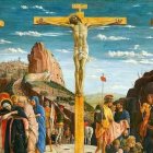 Cristo no murió en la Cruz por «la humanidad», sino por las personas concretas e individualizadas. Porque su amor es personal, el que se identifica con las Tres Personas de la Santísima Trinidad. Cuadro: «Crucifixión» (1460, detalle), de Andrea Mantegna.
