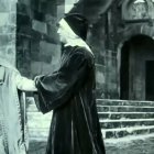 Dante (Oreste Grandi) declara su amor a Beatriz (Fernanda Negri  Pouget) en una escena de «Date e Beatrice», película muda dirigida en 1913 por Mario Caserini.