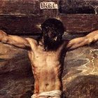 Los méritos de Cristo en la Cruz son el fundamento de nuestra justificación. Imagen: Cristo Crucificado de Tiziano (1555).