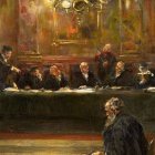 Cuando el Derecho prescinde de la determinación de la justicia y de la naturaleza de los actos juzgados, desemboca en el nihilismo. Imagen: «Ante los jueces», de Ferdinand Brütt (1903, detalle).