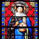 Santa Thoedechilde. Vidriera en la basílica de Mauriac.