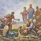 Y se los dio a los discípulos para que se los sirvieran