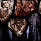 Vidriera en la catedral de Shreveport con los cinco sacerdotes