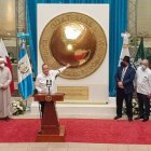 El presidente de Guatemala, Alejandro Giammattei, durante la declaración del país como Capital Provida Iberoamericana.