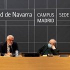Gregorio Luri, Ricardo Piñero y Lupe de la Vallina, en la presentación del Máster en Cristianismo y Cultura contemporánea de la Universidad de Navarra.