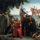 Descubrimiento de América. Dióscoro Puebla (1862)