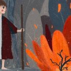 Moisés ante la Zarza ardiente, ilustración de Babanguda.