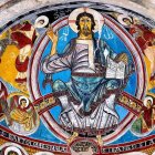 Pantocrátor, fresco en la iglesia de Sant Climent de Taüll, siglo XII (Lérida, España).