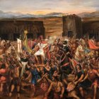 La captura de Atahualpa en Cajamarca. Juan Lepiani (1926)