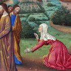 Dios siempre escucha aunque no lo parezca, y nuestra perseverancia siempre recibe más de lo que pedía. 'Jesús y la mujer cananea', miniatura de Jean Colombe (1430-1493).