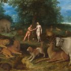 Tras el pecado original, Dios se compadeció de Adán y Eva. 'Adán y Eva en el Paraíso' (1618), de Jan Brueghel el Joven. Museo del Prado.